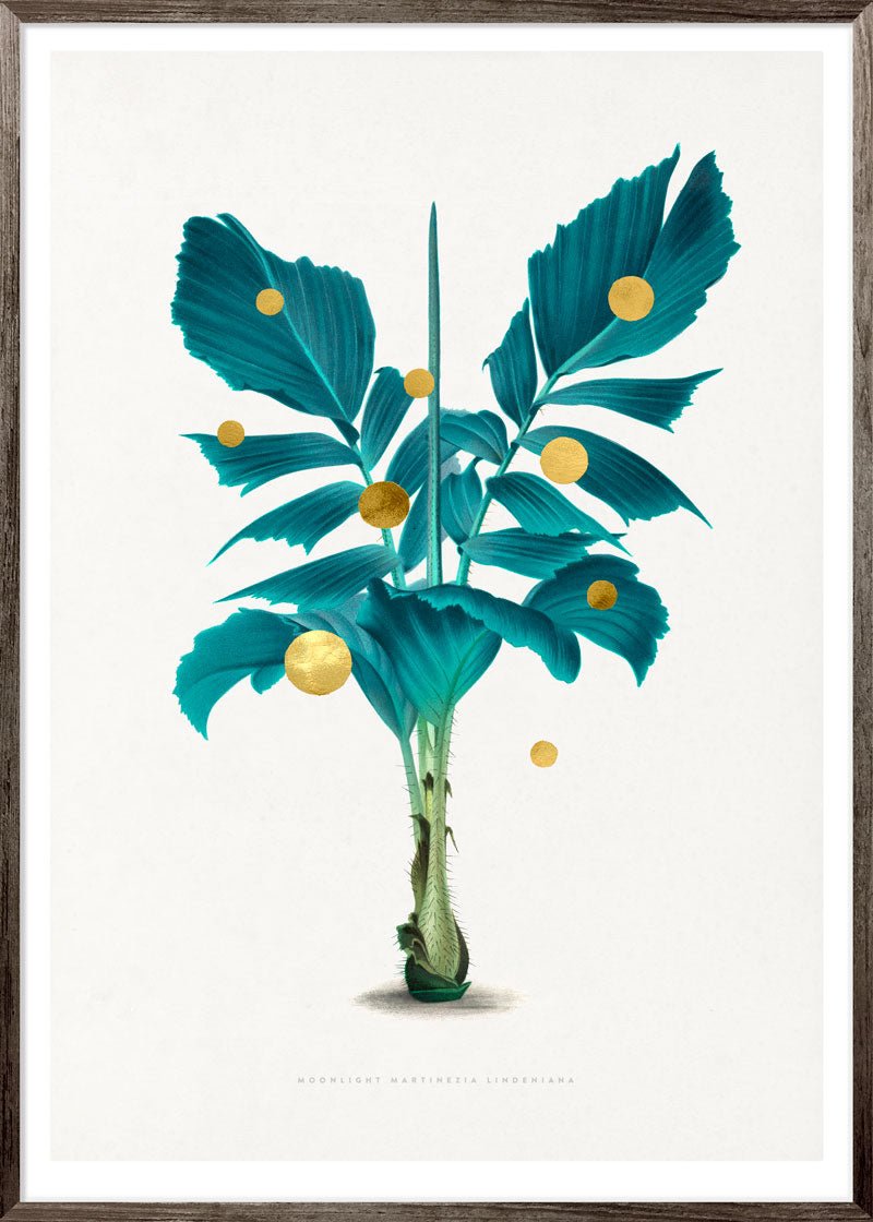 Gold Dots Moonlight Tree Paper – eksklusivt giclée-kunsttryk med 24K håndpåførte bladguld-dots, trykt på Fabriano-papir