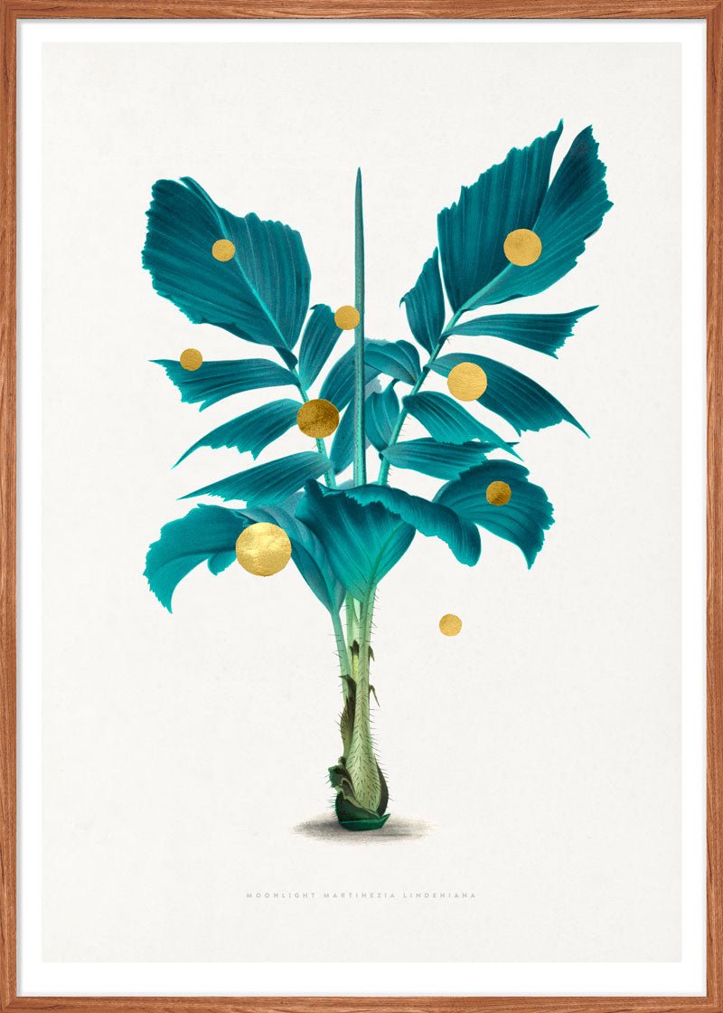 Gold Dots Moonlight Tree Paper – eksklusivt giclée-kunsttryk med 24K håndpåførte bladguld-dots, trykt på Fabriano-papir