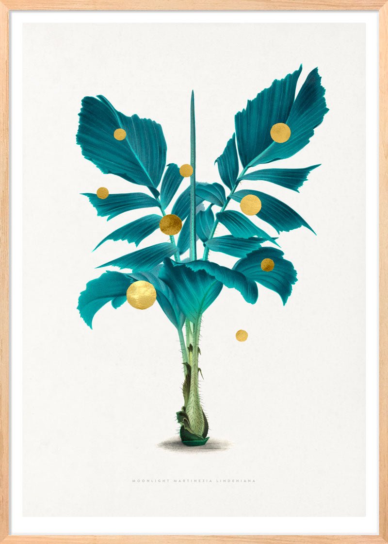Gold Dots Moonlight Tree Paper – eksklusivt giclée-kunsttryk med 24K håndpåførte bladguld-dots, trykt på Fabriano-papir