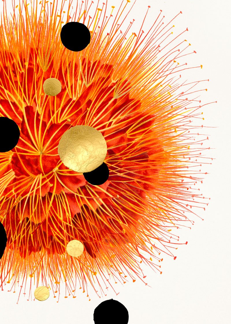 Galactic Bloom Paper – Giclée-print på 250 g Fabriano-papir med håndforædlede detaljer.