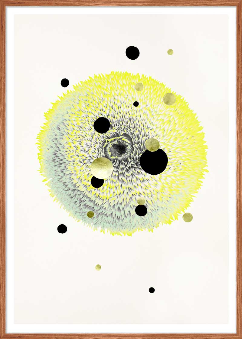 Yellow Sun Paper – Eksklusivt giclée-print på Fabriano-papir med håndlagte detaljer.
