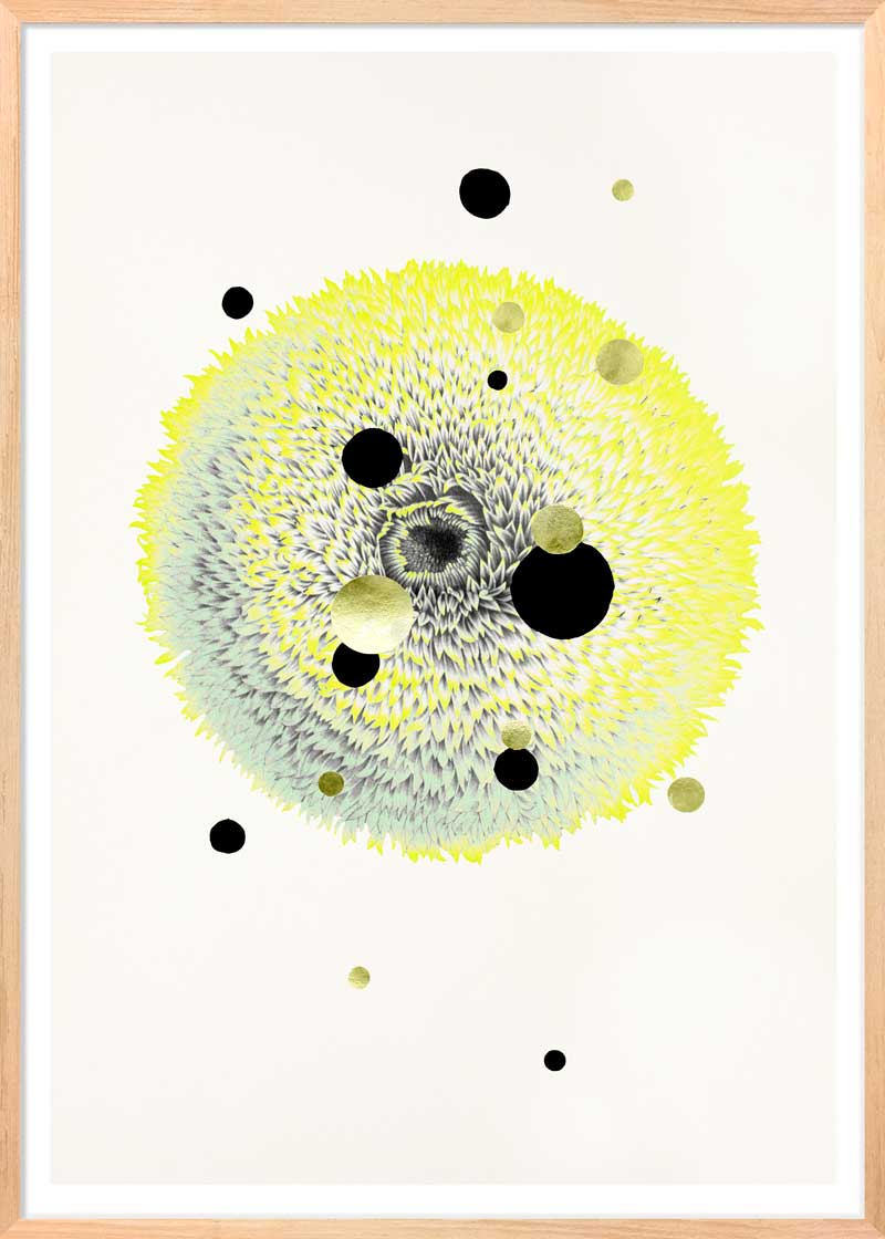 Yellow Sun Paper – Eksklusivt giclée-print på Fabriano-papir med håndlagte detaljer.
