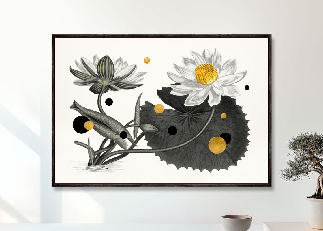 Nymphaea Lotus – Eksklusivt kunsttryk fra StoltzeStudio. Trykt på lærred, håndforædlet og indrammet i svæveramme