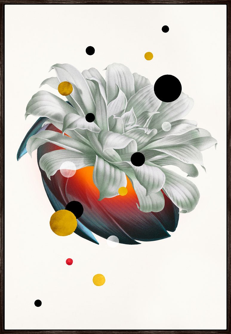 Floral Glow – Eksklusivt kunsttryk i svæveramme. Et sanseligt og stemningsfuldt kunstværk,