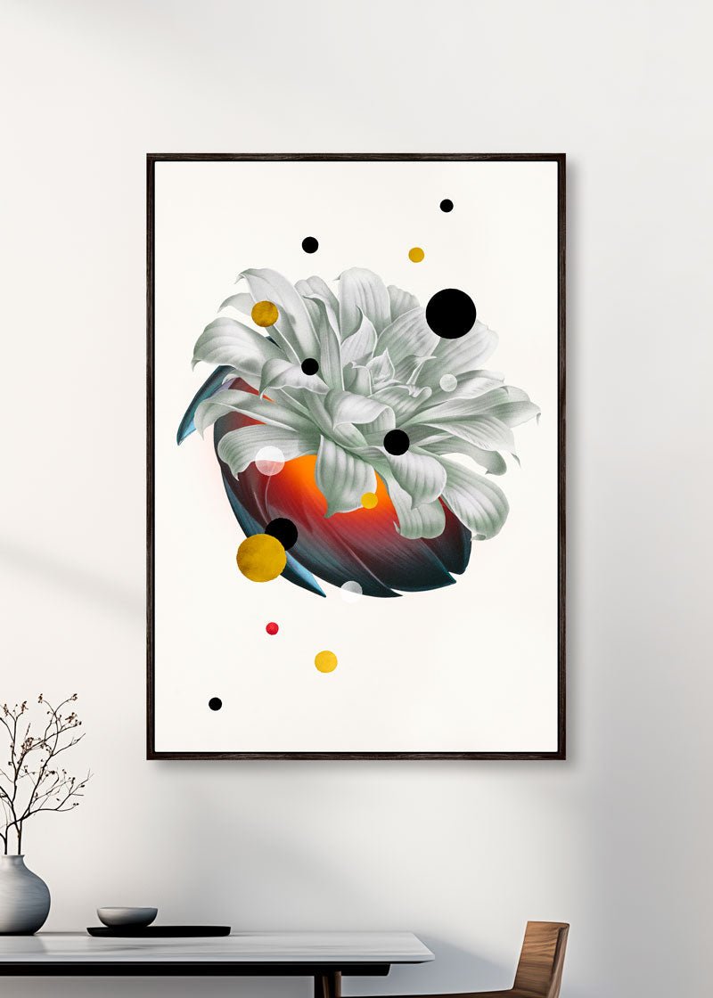 Floral Glow – Eksklusivt kunsttryk i svæveramme. Et sanseligt og stemningsfuldt kunstværk,