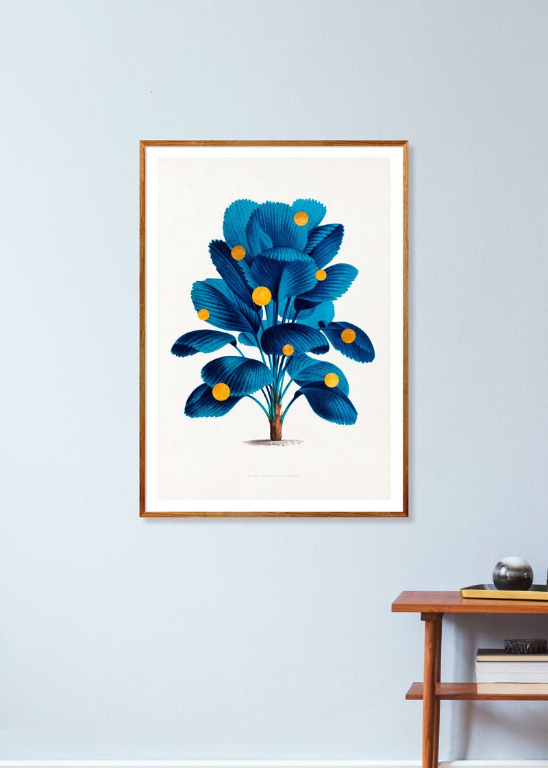 Gold Dots Blue Tree Paper