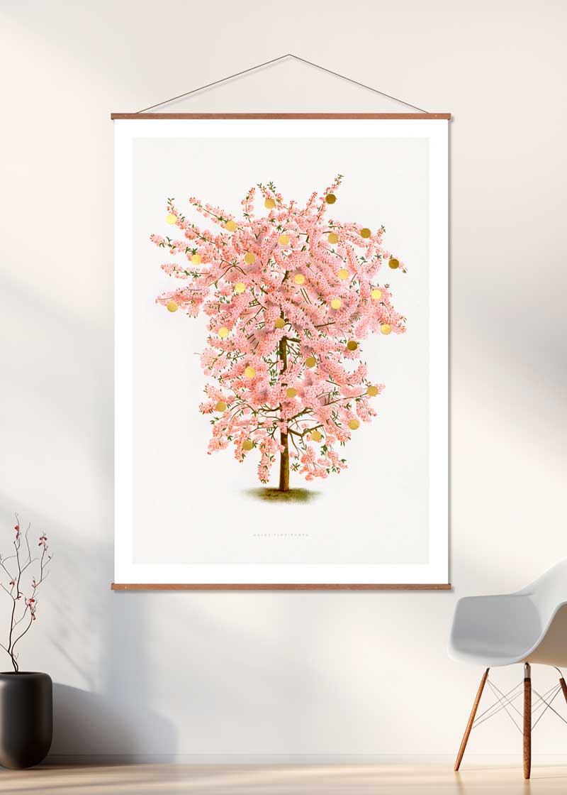 Gold Dots Pink Tree