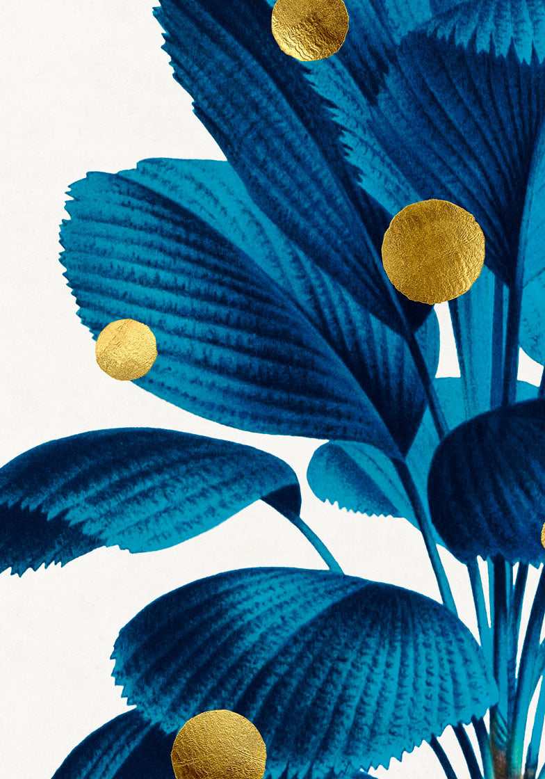Gold Dots Blue Tree Paper