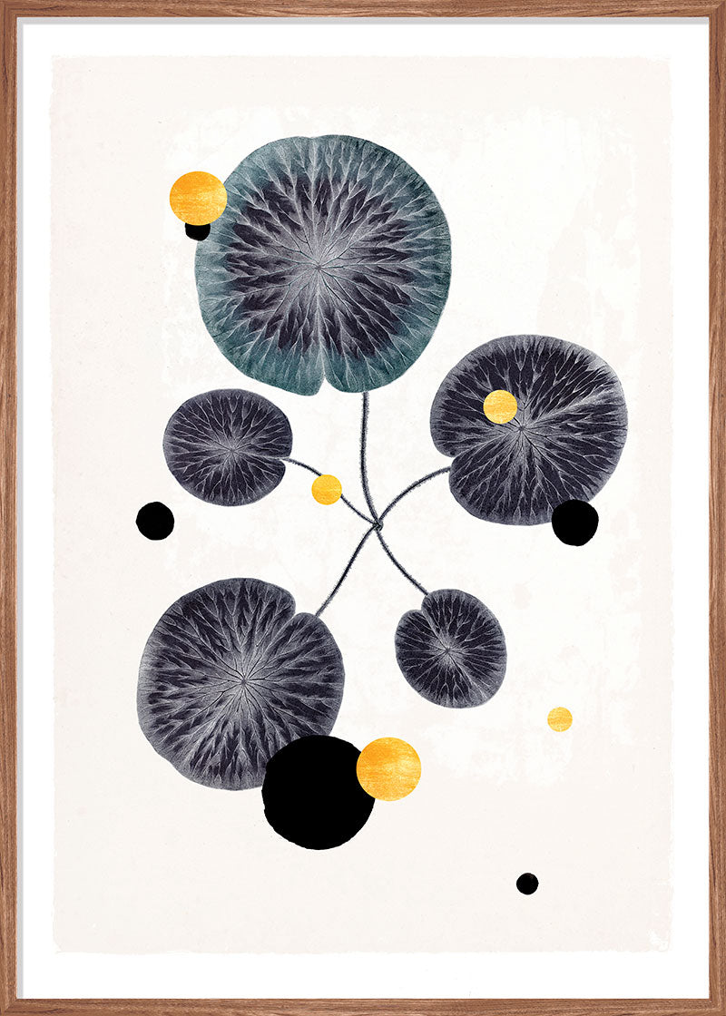 Gold and Superblack Dots Water Lilies paper